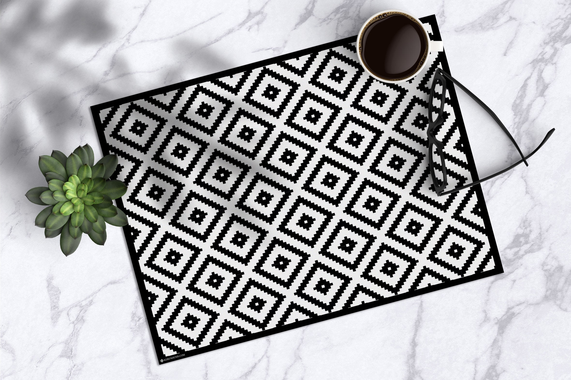 Black & White geometric placemat set Scandinavian style Etsy