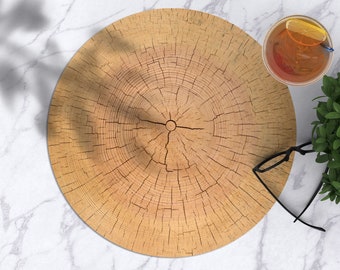 round nordic wood print scandinavian Heat resistant printed  placemat round table top tableware dining Serving table setting