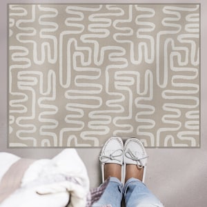 Boho, abstract, Beige, Sand, Boho chic, floor mat, Decorative rug, Linoleum area rug, pvc kitchen mat, Vinyl rug, Bohemian style