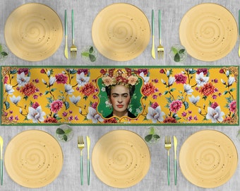 Yellow Heat resistant runner mexican floral table top tableware dining Serving table setting
