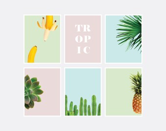 Wall Prints Collage, Pastel, Tropical, PRINTABLE Posters scandinavian style modern Prints, Home Decor minimalist Prints, Digital Download