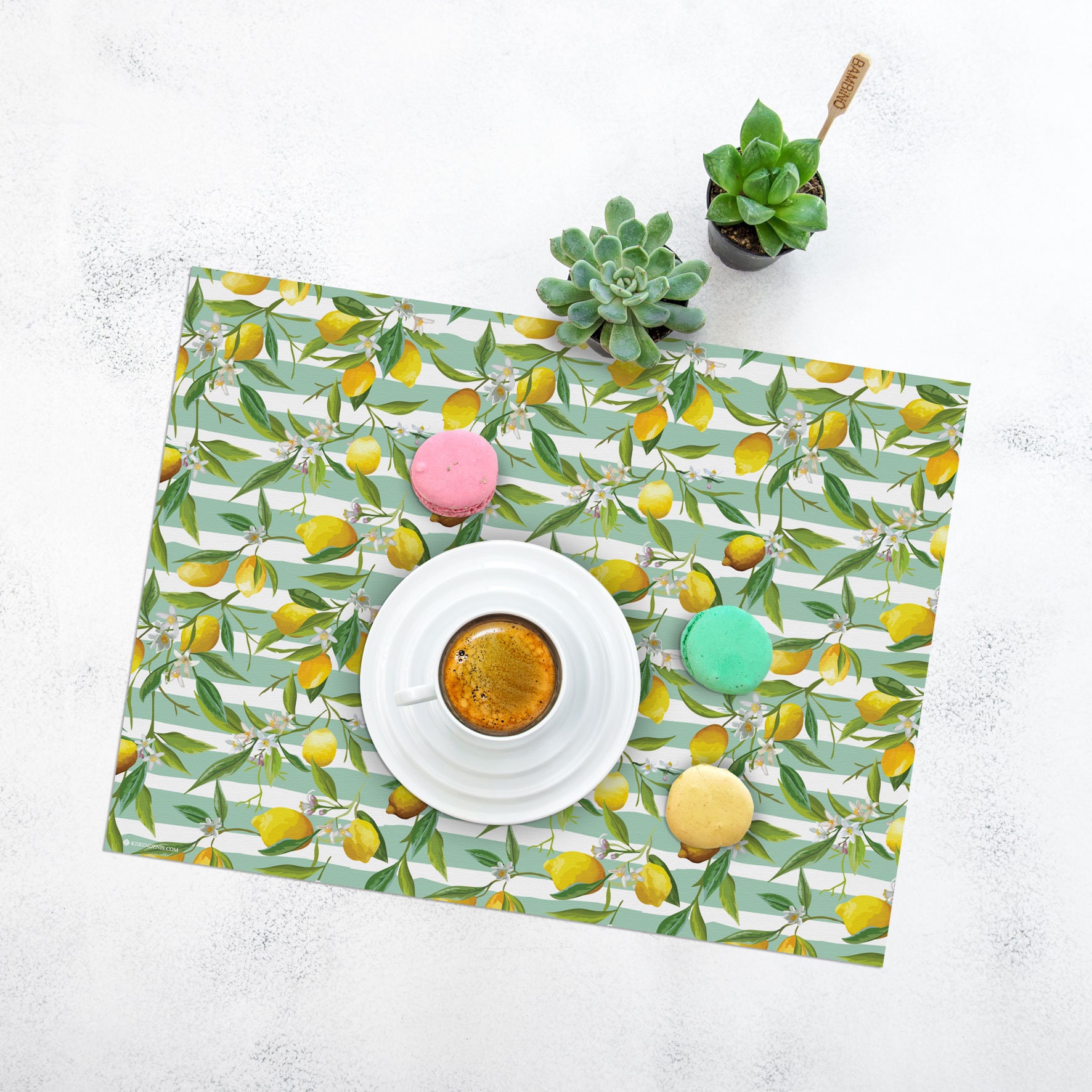 Round Lemon Yellow Heat Resistant Printed Placemat Table Etsy Israel
