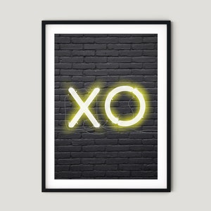 Neon XO - PRINTABLE Poster Typography Print, Home Decor Minimalist Scandinavian style Quote Print, Digital Download