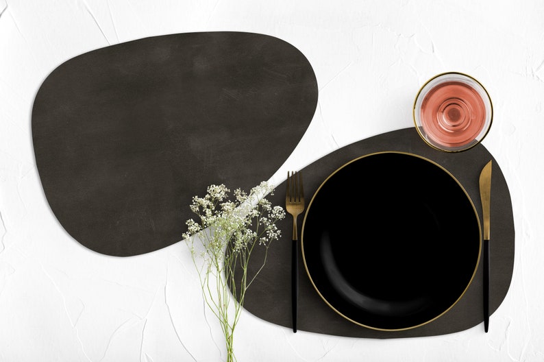 Dark Brown Vinyl Curve Oval Heat Resistant Placemats Etsy
