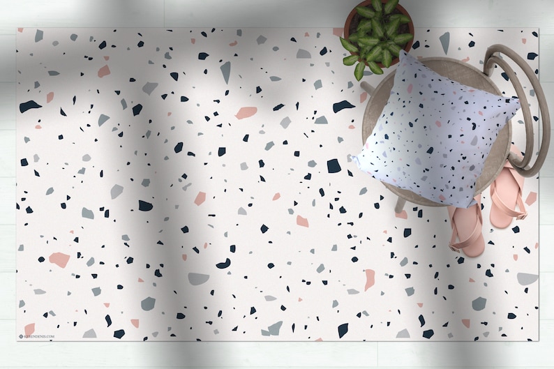 Geometric design rug Terrazzo floor mat Stylish carpet Scandinavian style pvc rug kitchen mat Decorative Linoleum area rug Modern rug