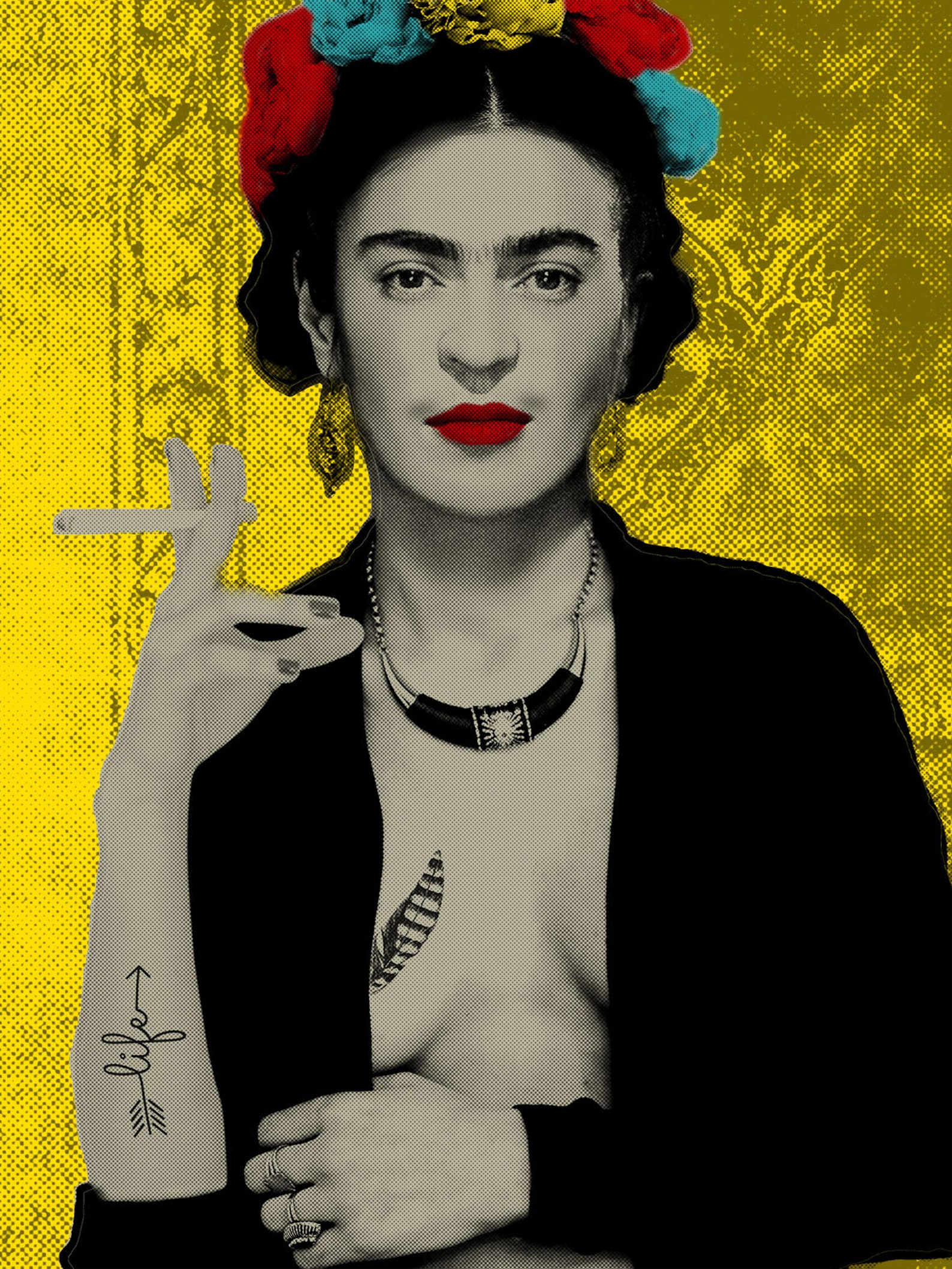 Yellow smoking Frida Kahlo PRINTABLE Poster romantic modern | Etsy