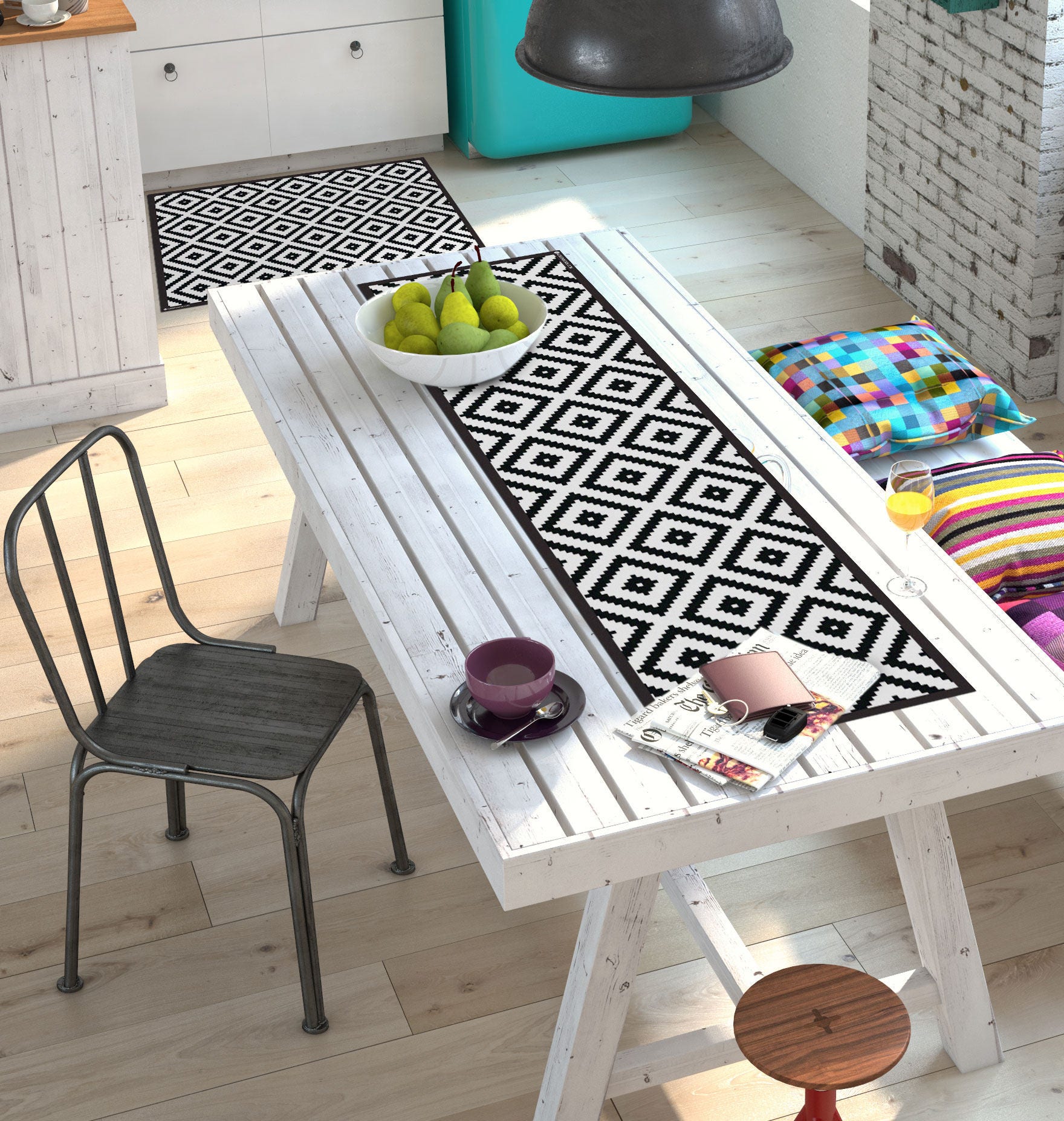 Black & White geometric placemat set Scandinavian style Etsy