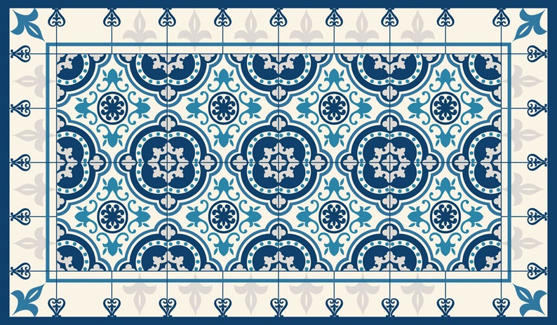 Marokkanische Fliesen Bodenmatte PVC-Küche Teppich | Etsy