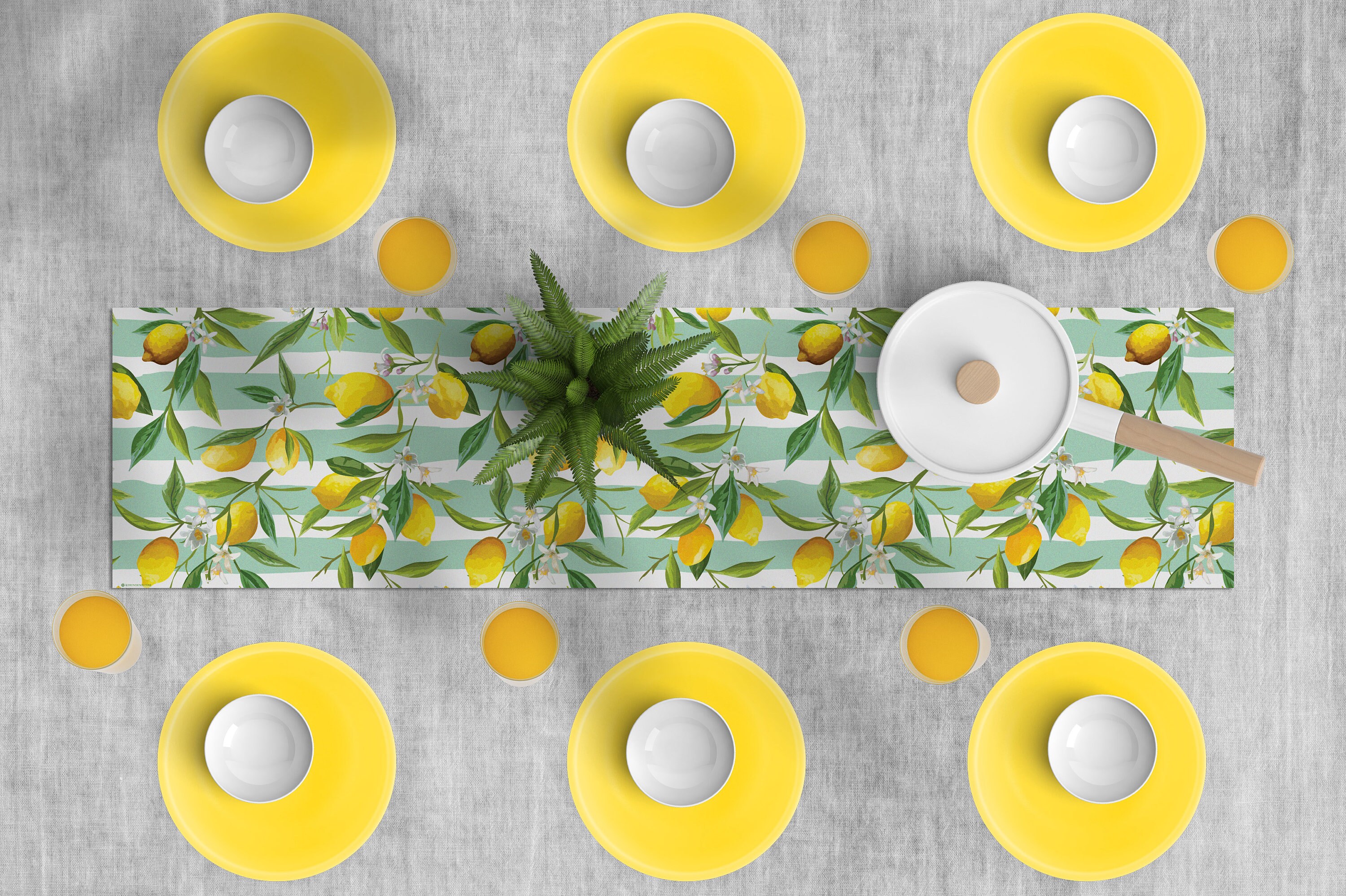 Round Lemon Yellow Heat Resistant Printed Placemat Table Etsy Israel