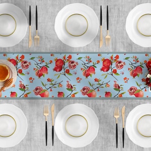 Rimonim, Jewish holiday, Rosh Hashana, Pomegranates, Heat resistant, table runner, table dressing, tableware, dining, Serving, table setting