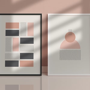 Abstract - 2 PRINTABLE Posters scandinavian style, Geometric shapes, modern Prints, Home Decor, Digital Download files, Wall art, Wall decor