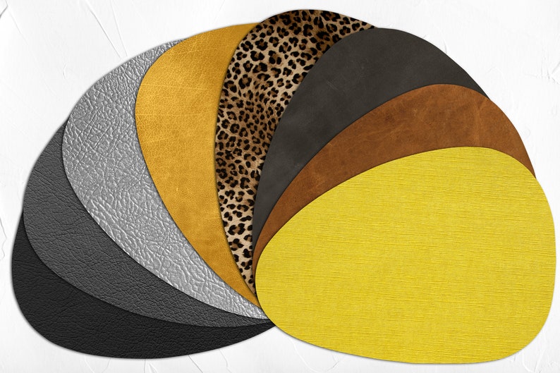 Gold Vinyl Curve Oval Heat Resistant Placemats Faux Etsy