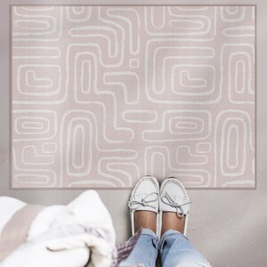 Boho, abstract, Blush pink, Boho chic, floor mat, Decorative rug, Linoleum area rug, pvc kitchen mat, Vinyl rug, Bohemian style