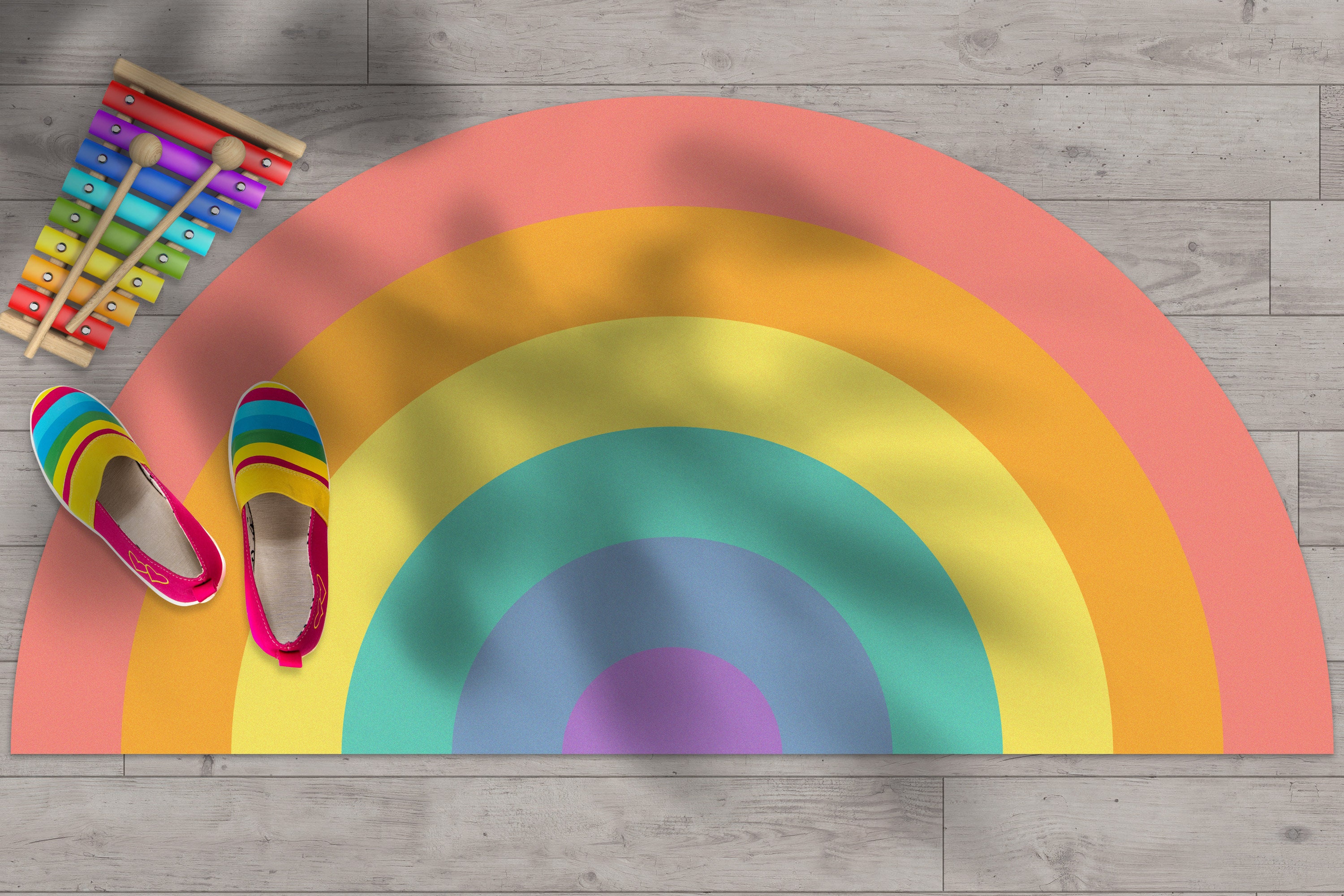 Arc-En-Ciel, Tapis d'activité, de Pépinière, Jeu, Décor Linoléum, Style Scandi, Chambre Pour Enfants