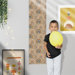 Arcobaleno, grafico di crescita, arte vivaio, righello di altezza, grafico di altezza, arredamento camera, doccia o regalo di compleanno, scandinavo, vivaio, parete appesa
