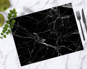 Black marble, placemat, minimalist, scandinavian style, Heat resistant, table runner, table top, tableware set, dining, Minimalist look