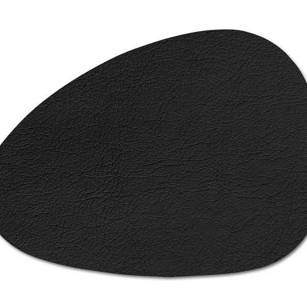 Black, vinyl, curve, oval, heat resistant, placemats, faux leather, leather-like, prestigious, tableware, dinnerware, dining setting, decor