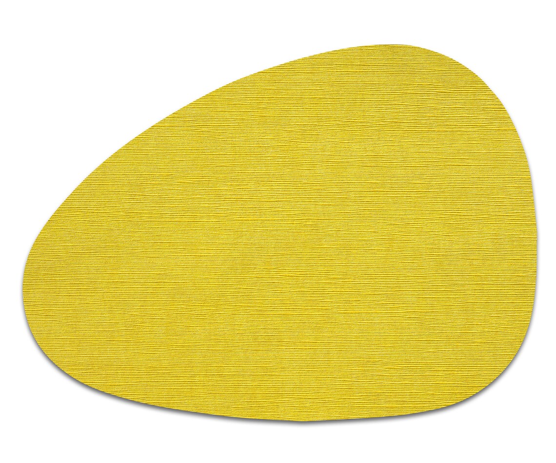 Yellow Vinyl Curve Oval Heat Resistant Placemats Faux Etsy