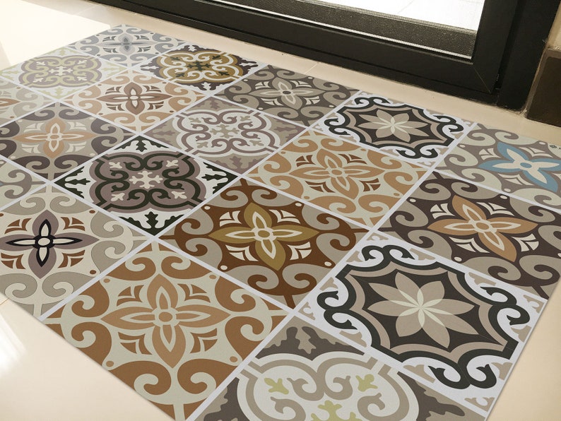 Moroccan Tiles Floor Mat Pvc Kitchen Rug Linoleum Area Image 0