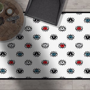 Ogen tapijt, Boho oog, Boho chic, Oogpatroon, vloermat, Decoratief tapijt, Linoleum gebied tapijt, pvc keukenmat, Vinyl tapijt, Boho stijl