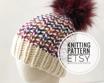 Knitting Pattern | THE RIVERBEND BEANIE in 6 sizes by Aspen Leaf Knits | Beanie Knitting Pattern | Hat Knitting Pattern