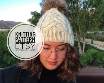 Knitting Pattern | THE SHAE BEANIE by Aspen Leaf Knits | Hat Knitting Pattern | Cable Hat Knitting Pattern