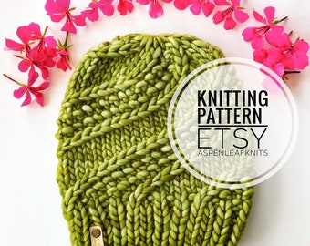 Knitting Pattern | SIDEWINDER BEANIE by Aspen Leaf Knits | Beanie Knitting Pattern | Hat Knitting Pattern