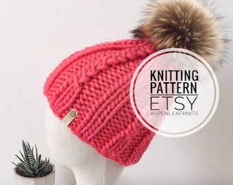 Knitting Pattern | THE MELROSE BEANIE by Aspen Leaf Knits | Beanie Knitting Pattern | Hat Knitting Pattern