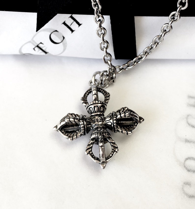 Mens Necklaces Bhuddist Necklace Mens Chains Mens Jewellery Mens Birthday Gifts Double Dorje Necklace Easter Gifts