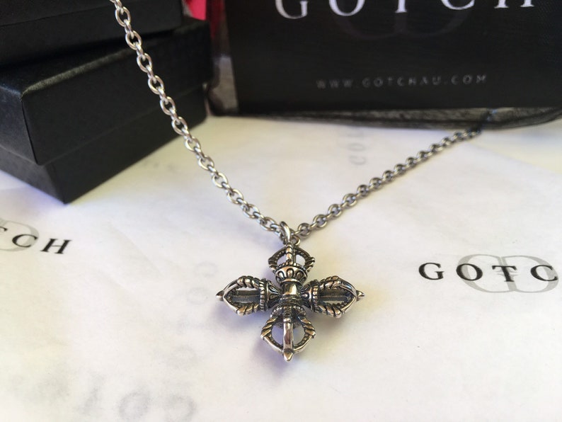 Mens Necklaces Bhuddist Necklace Mens Chains Mens Jewellery Mens Birthday Gifts Double Dorje Necklace Easter Gifts