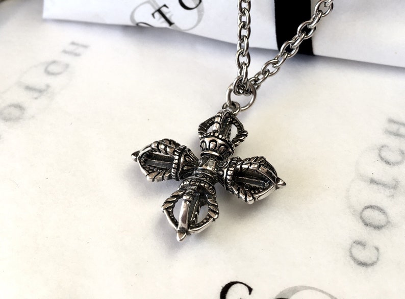 Mens Necklaces Bhuddist Necklace Mens Chains Mens Jewellery Mens Birthday Gifts Double Dorje Necklace Easter Gifts