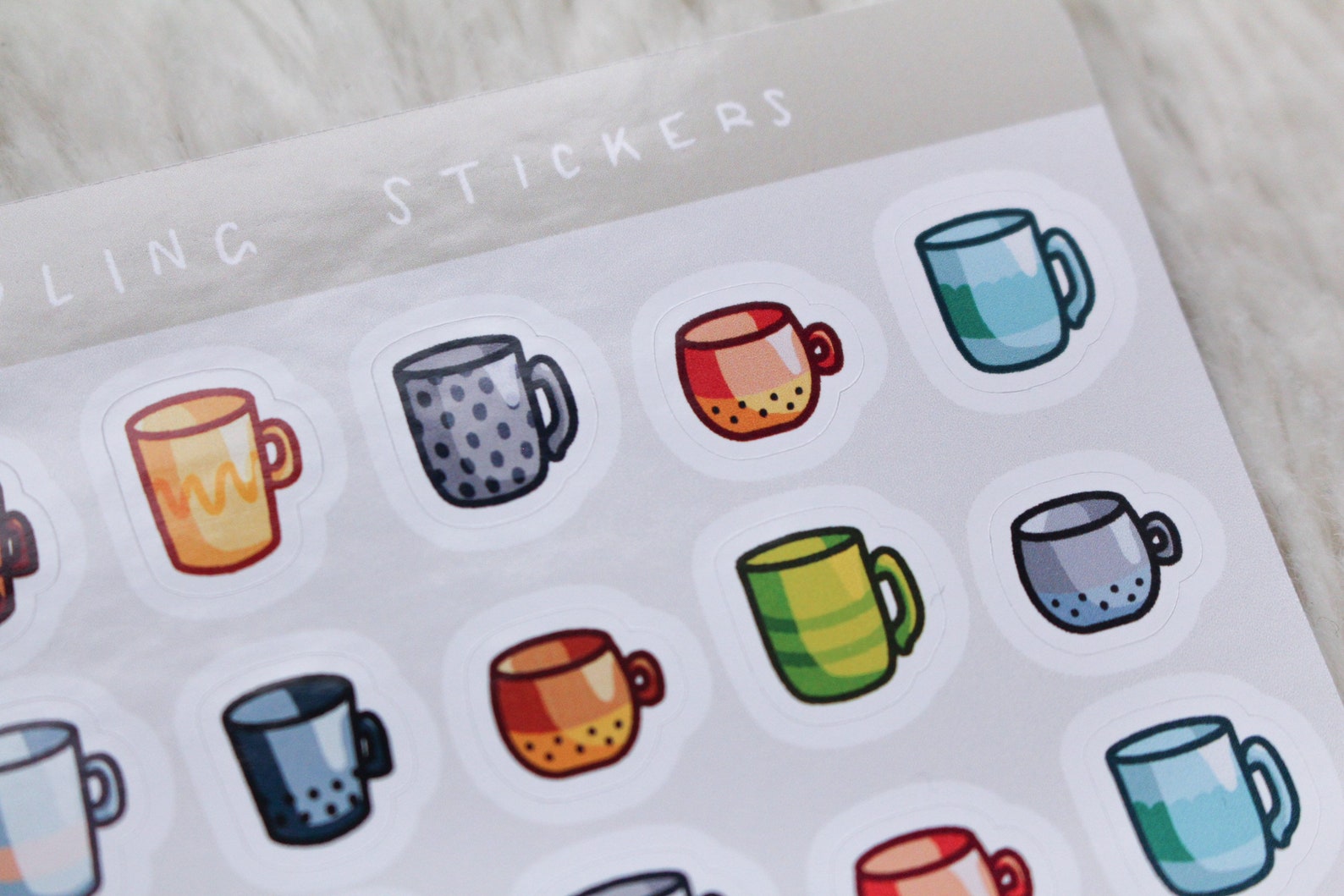 Mug Stickers Colourful Mugs and Cups Sticker Sheet Etsy