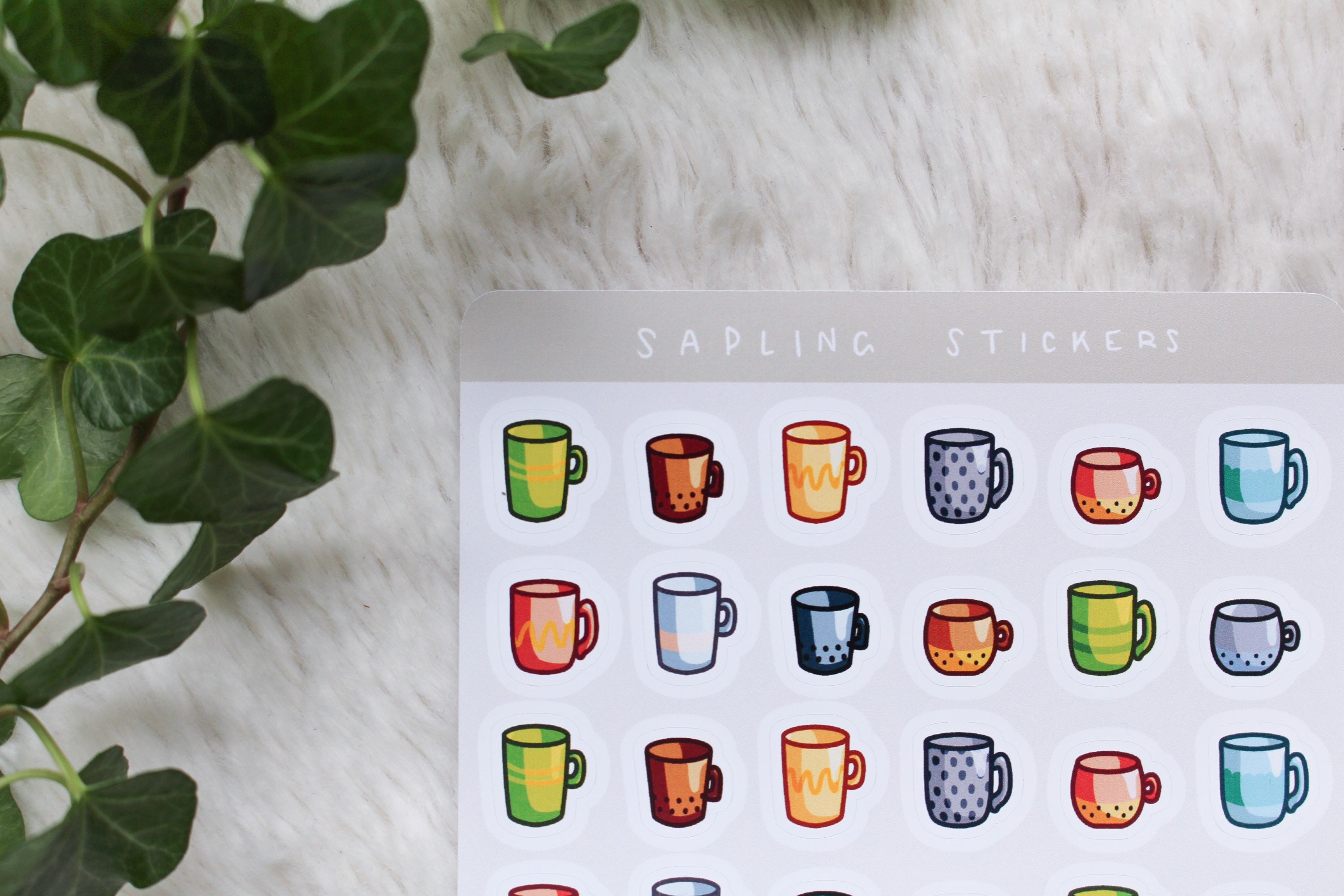 Mug Stickers Colourful Mugs and Cups Sticker Sheet Etsy