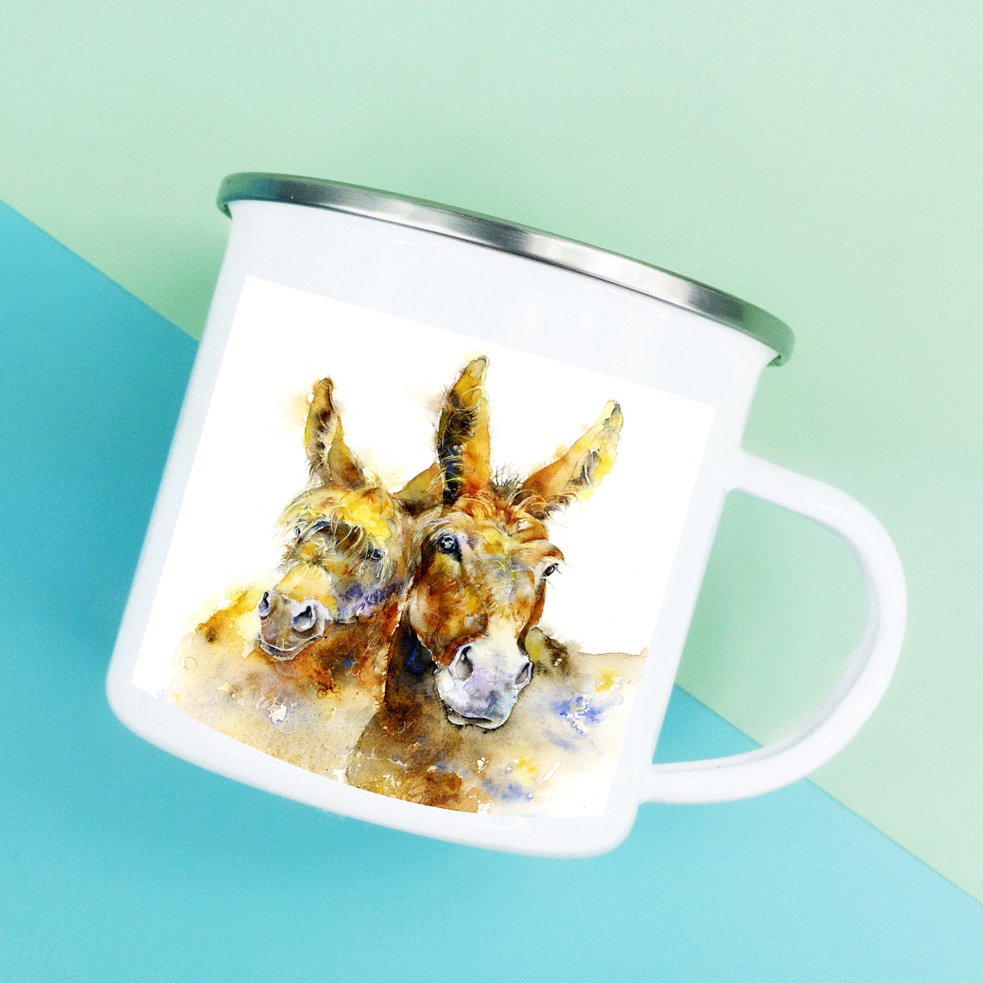 Enamel Donkey Mug Tin Donkey Mug Donkey Mug. Handmade Etsy