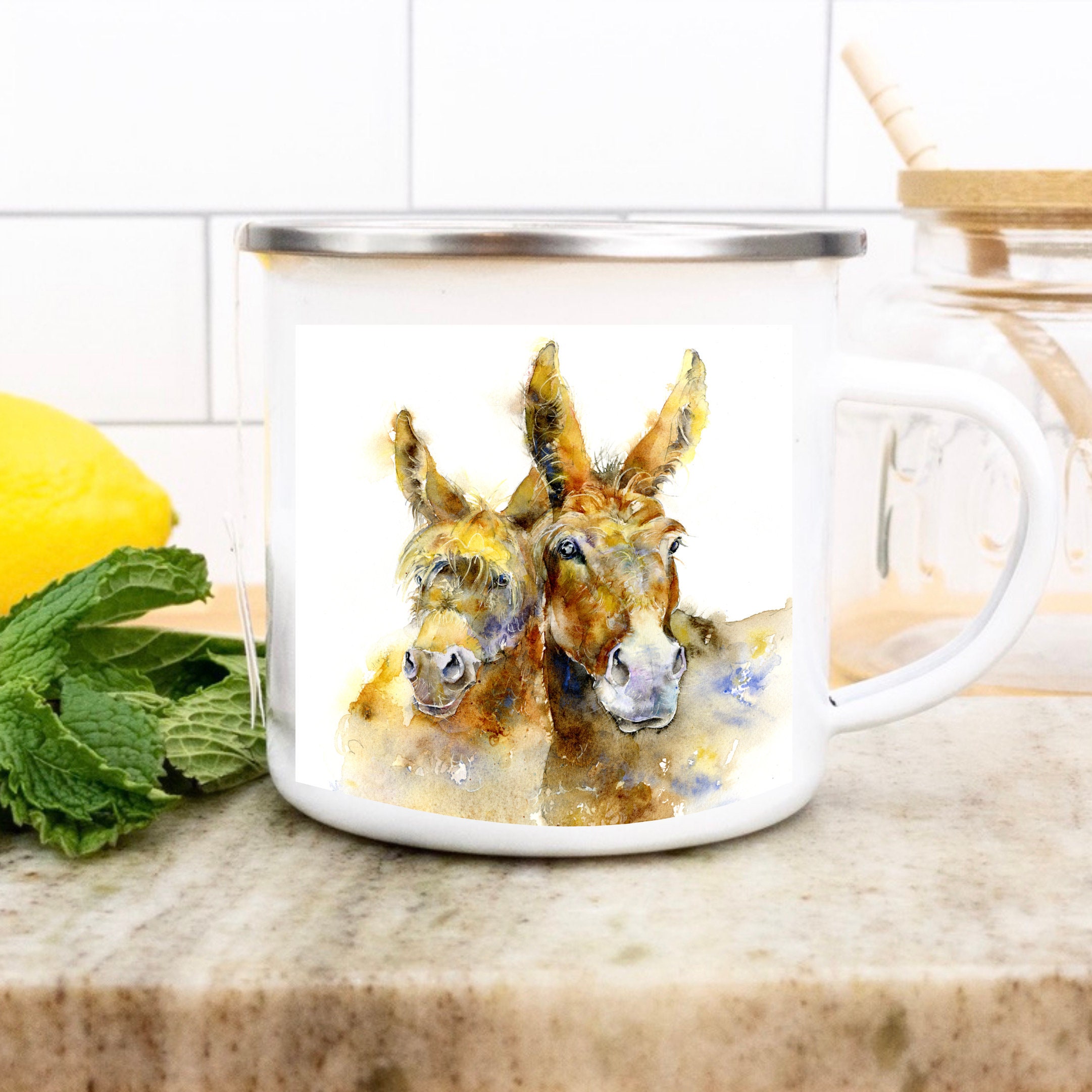 Enamel Donkey Mug Tin Donkey Mug Donkey Mug. Handmade Etsy