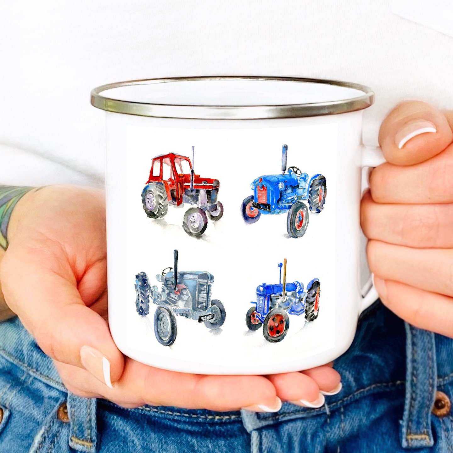 Farm Tractors Tin Tractor Mug Handmade Printed onto Enamel Etsy