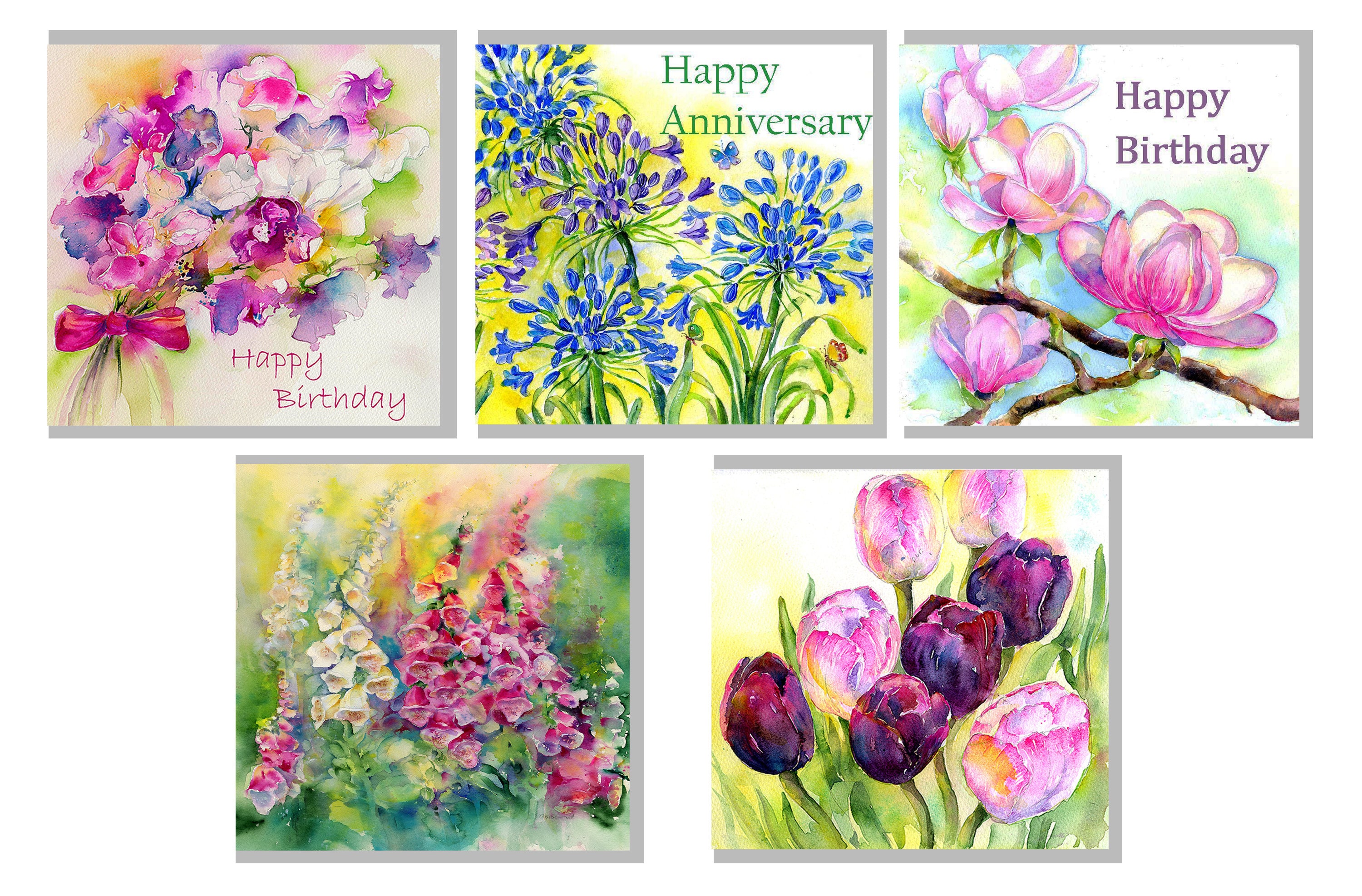 Pack of Flower Greetings Cards. Multi Pack Cards. Best Selling Etsy