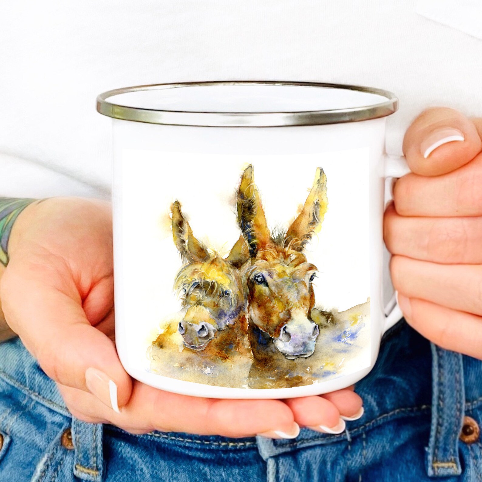 Enamel Donkey Mug Tin Donkey Mug Donkey Mug. Handmade Etsy