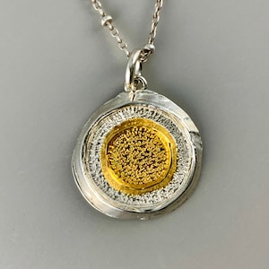 Sun and Moon Talisman Amulet Pendant, Celestial Silver and Gold Charm, Silver and Gold Positive Energy Jewelry, Sun Moon Vibration Pendant
