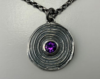Amethyst Edelstein Silber Talisman, Heilung Energie Anhänger