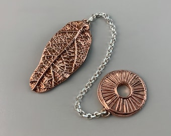 Copper Leaf Pendulum, Handmade Solid Copper for Energy and Healing Benefits, Pendulum for Wellness and Mental Harmony, Spiral Talisman Tool