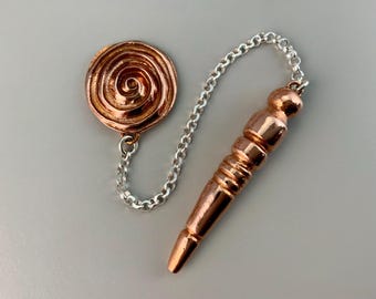 Copper Pendulum, Handmade Solid Copper Metaphysical Energy Tool, Grounding & Healing Chakra Alignment, Ancient Spiral Enlightenment Pendulum