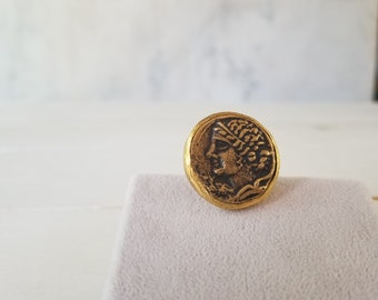 Ancient Roman Coin Ring / Ancient Symbol Ring/ Vintage Replica Unisex Ring / Handmade Bronze Ring / Unisex Handmade Coin Ring