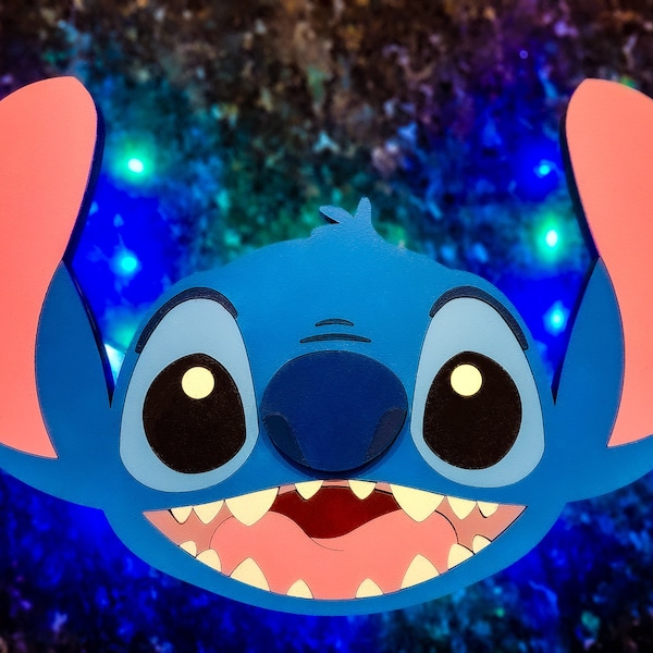 Customized Wooden Light Up Stitch Head Magnet - Disney Cruise Magnet- Disney Cruise Wooden Magnet