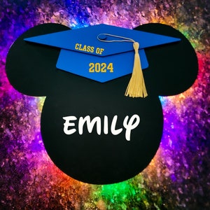 Customized Wooden Light Up Mickey Grad Cap Magnets - Disney Cruise Magnet- Disney Cruise Wooden Magnet