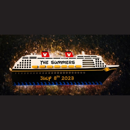 Customizable Disney Cruise Line Inspired Wooden Light Up Ship Magnet for Stateroom Door