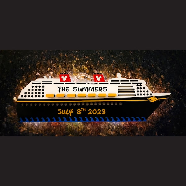 Imán de barco de madera iluminado personalizado de Disney Cruise