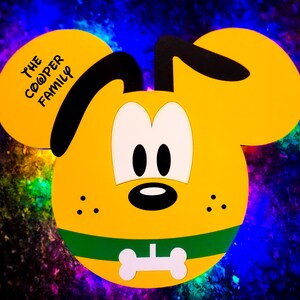 Customized Wooden Light Up Pluto Head Magnet - Disney Cruise Magnet- Disney Cruise Wooden Magnet