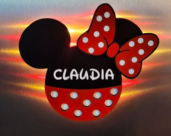 Customized Wooden Light Up Mickey and Minnie Head Magnets - Disney Cruise Magnet- Disney Cruise Wooden Magnet