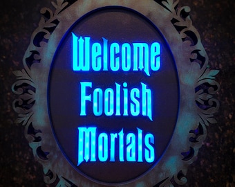 Anpassad Disney Cruise trämagnet med ljus, välkomstmotiv, Foolish Mortals - Disney Cruise Magnet - Disney Cruise trämagnet